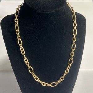 Gold Tone Chain Necklace Oval and Round Links Simple Elegant Minimalist